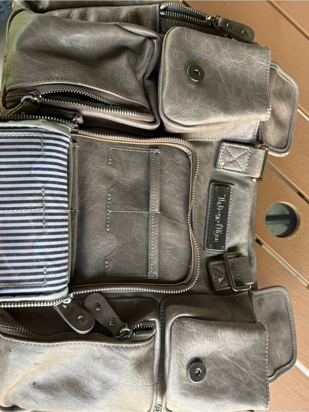 House of Flynn Leather-Style large Camera Bag - Gray